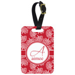 Coral Metal Luggage Tag w/ Name and Initial