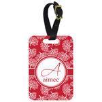 Coral Metal Luggage Tag w/ Name and Initial