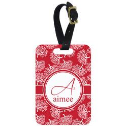 Coral Metal Luggage Tag w/ Name and Initial