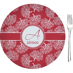 Coral 8" Glass Appetizer / Dessert Plates - Single or Set (Personalized)