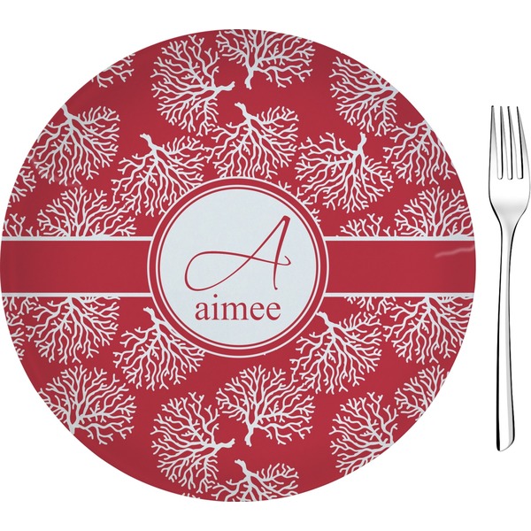 Custom Coral 8" Glass Appetizer / Dessert Plates - Single or Set (Personalized)