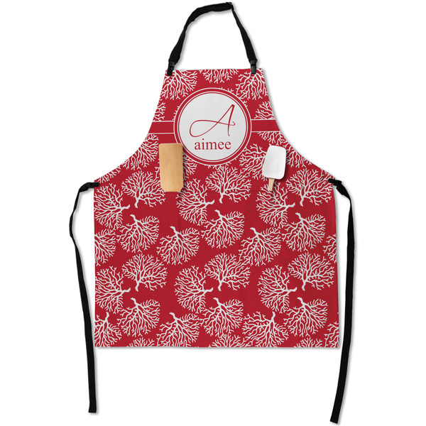 Custom Coral Apron With Pockets w/ Name and Initial