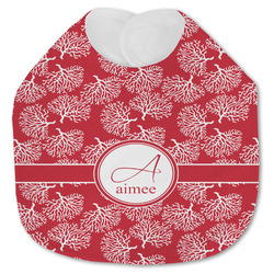 Coral Jersey Knit Baby Bib w/ Name and Initial