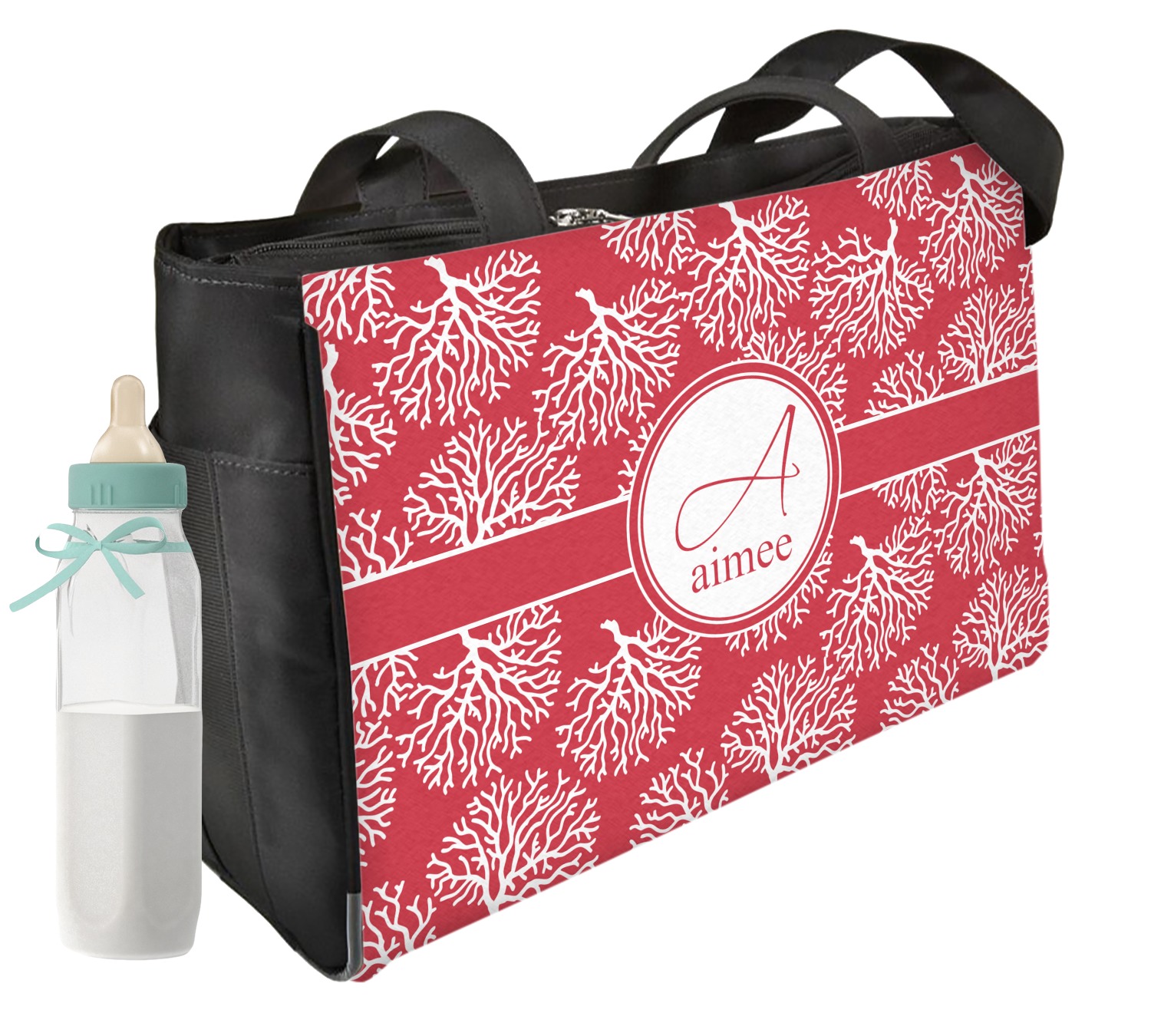 coral diaper bag