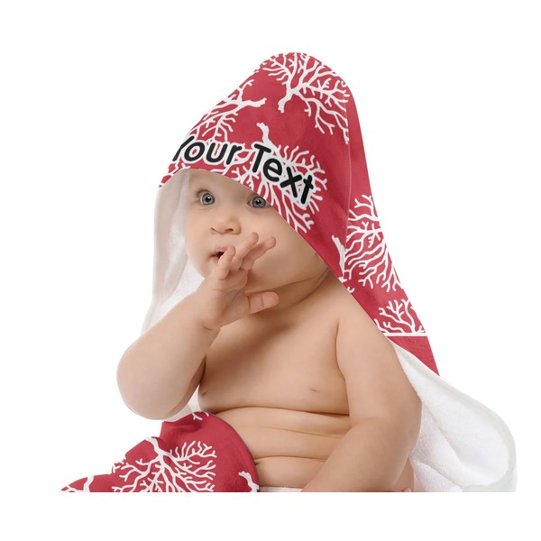 Coral Baby Hooded Towel on Child