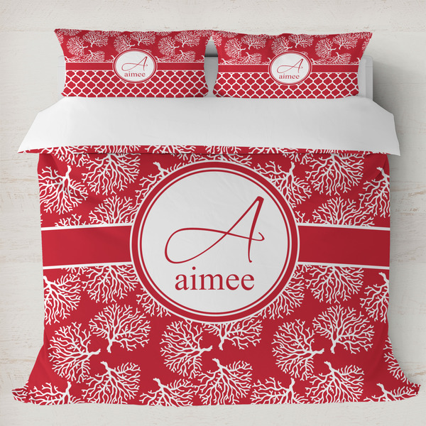 Custom Coral Duvet Cover Set - King (Personalized)