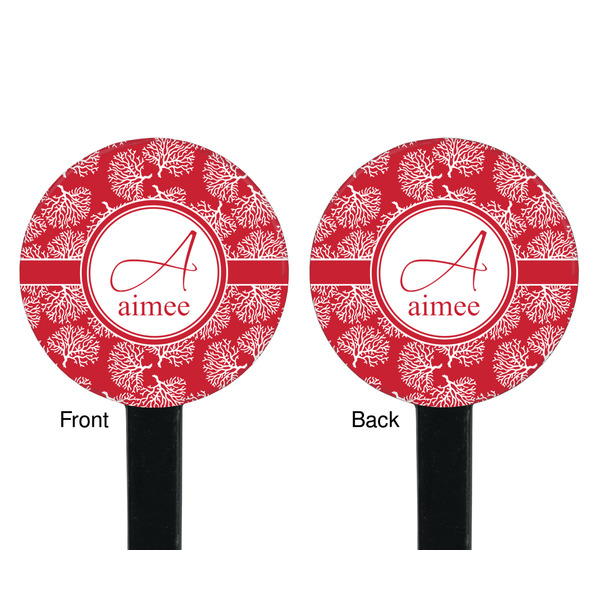 Coral Black Plastic 7" Stir Stick - Double Sided - Round - Front & Back