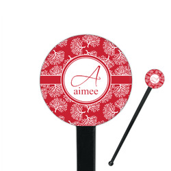 Coral 7" Round Plastic Stir Sticks - Black - Single Sided (Personalized)