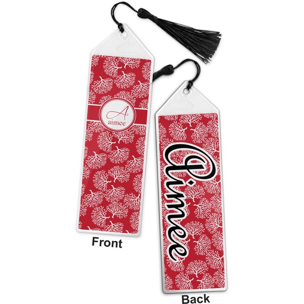 Coral Bookmark with tassel - Front and Back