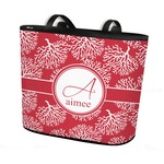 Coral Bucket Tote w/ Genuine Leather Trim (Personalized)