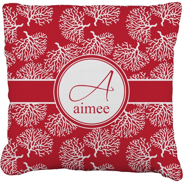 Custom Coral Faux-Linen Throw Pillow 18" (Personalized)