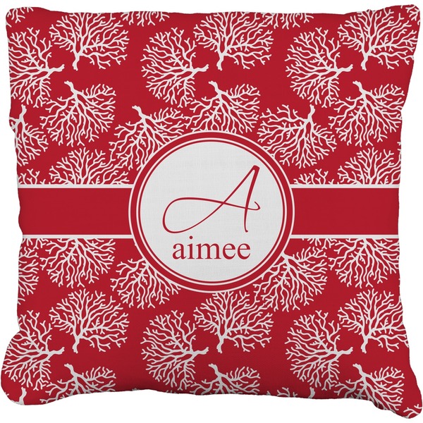 Custom Coral Faux-Linen Throw Pillow 26" (Personalized)