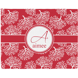 Coral Woven Fabric Placemat - Twill w/ Name and Initial