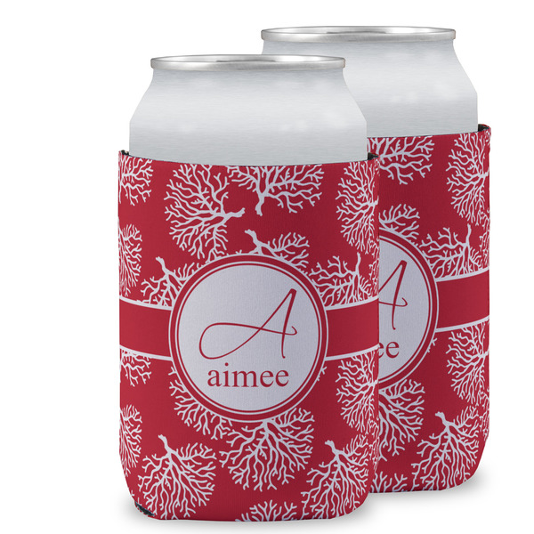 Custom Coral Can Cooler (12 oz) w/ Name and Initial