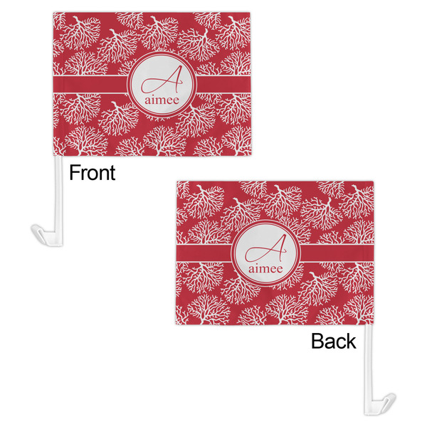 Coral Car Flag - 11" x 8" - Front & Back View