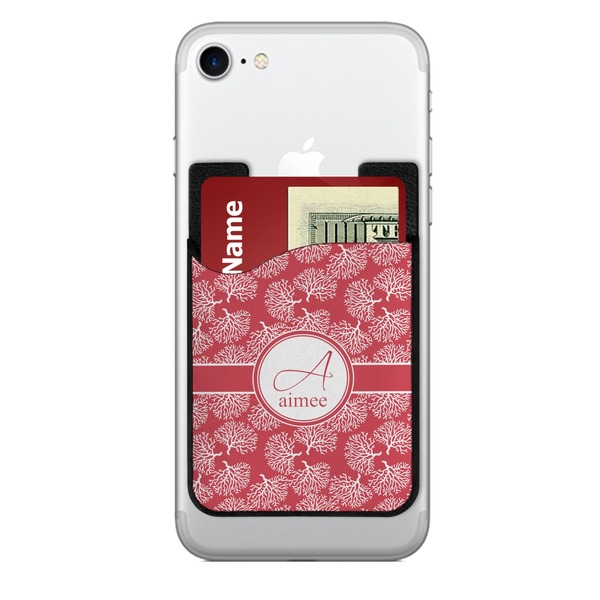 Custom Coral 2-in-1 Cell Phone Credit Card Holder & Screen Cleaner (Personalized)