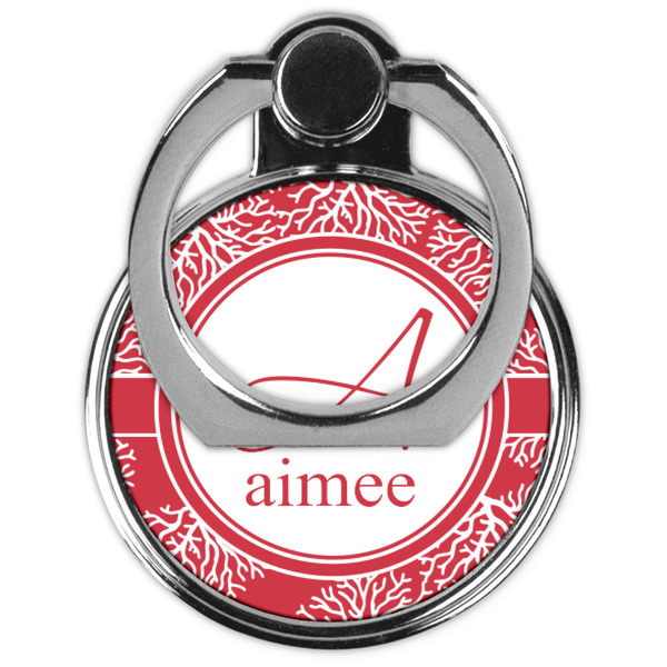 Coral Cell Phone Ring Stand & Holder - Front (Collapsed)