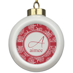 Coral Ceramic Ball Ornament (Personalized)