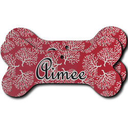 Coral Ceramic Dog Ornament - Front & Back w/ Name and Initial