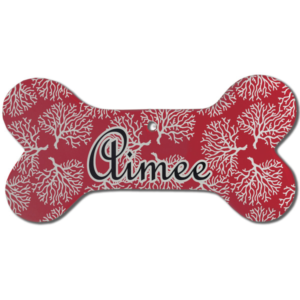 Coral Ceramic Flat Ornament - Bone Front