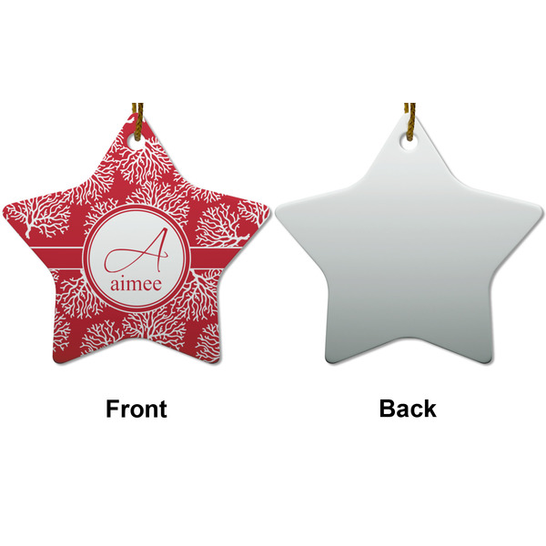 Coral Ceramic Flat Ornament - Star Front & Back (APPROVAL)