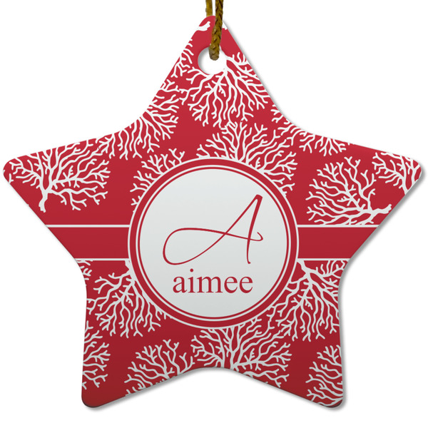 Coral Ceramic Flat Ornament - Star (Front)