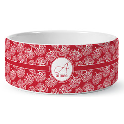 Coral Ceramic Dog Bowl (Personalized)