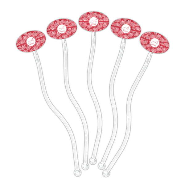 Coral Clear Plastic 7" Stir Stick - Oval - Fan