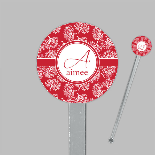 Coral Clear Plastic 7" Stir Stick - Round - Closeup