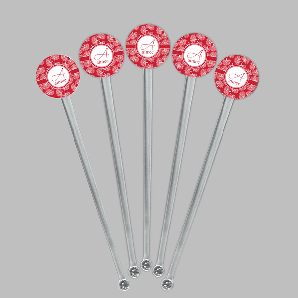 Coral Clear Plastic 7" Stir Stick - Round - Fan View