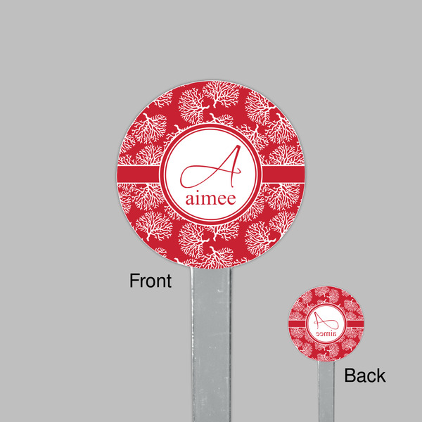 Coral Clear Plastic 7" Stir Stick - Round - Front & Back