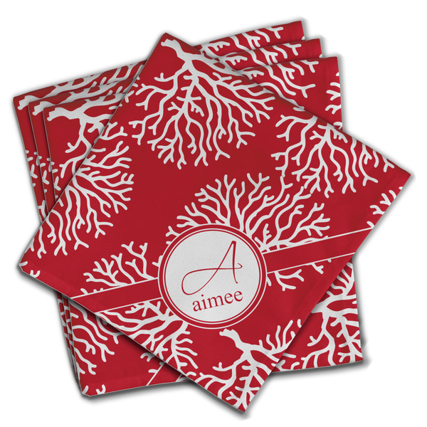 Custom Coral Cloth Napkins (Set of 4) (Personalized)