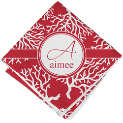 Coral Cloth Cocktail Napkin - Single w/ Name and Initial
