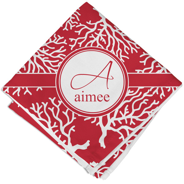 Custom Coral Cloth Napkin w/ Name and Initial