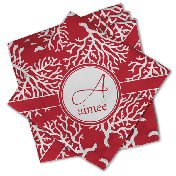 Coral Cloth Napkins - Personalized Lunch (PARENT MAIN Set of 4)