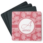 Coral Square Rubber Backed Coasters - Set of 4 (Personalized)