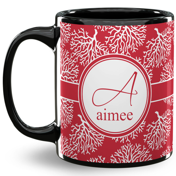 Custom Coral 11 Oz Coffee Mug - Black (Personalized)