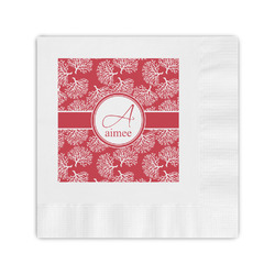 Coral Coined Cocktail Napkins (Personalized)