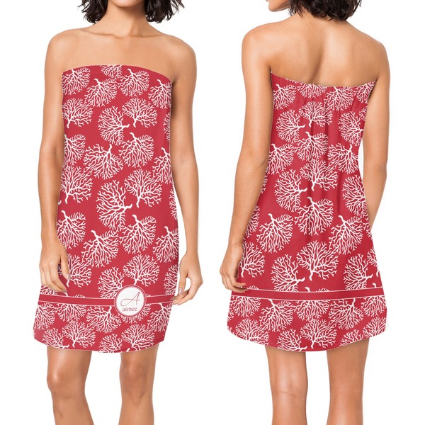 Coral Custom Bath Wrap - Front & Back View