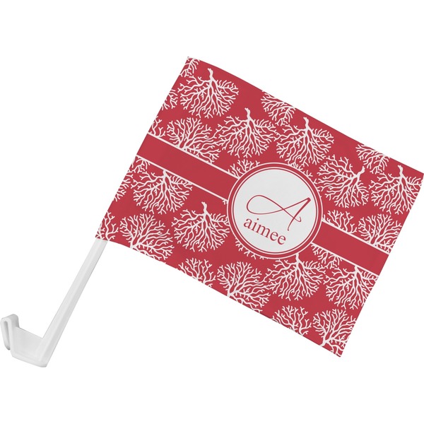 Custom Coral Car Flag - Small w/ Name and Initial