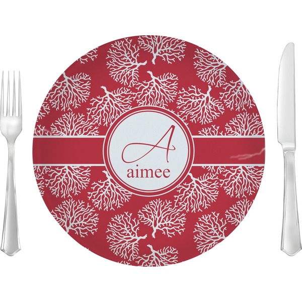 Custom Coral 10" Glass Lunch / Dinner Plates - Single or Set (Personalized)