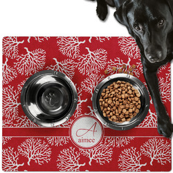 Coral Dog Food Mat - Large w/ Name and Initial