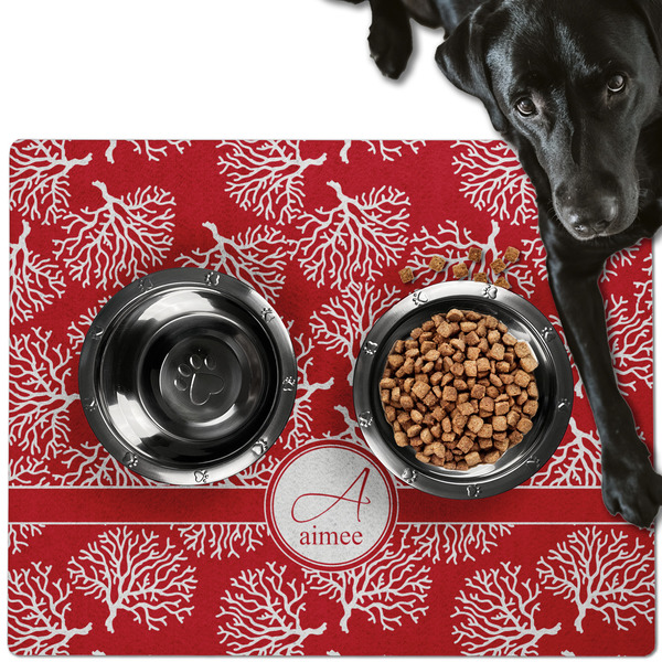 Coral Dog Food Mat - Large LIFESTYLE