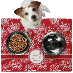 Coral Dog Food Mat - Medium w/ Name and Initial