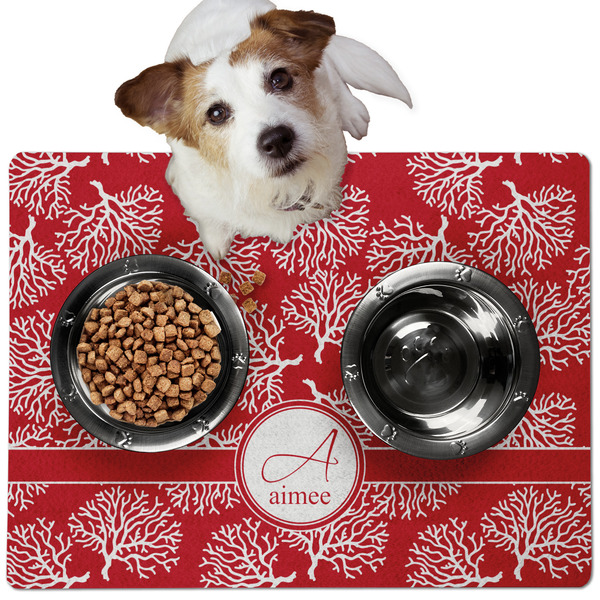Coral Dog Food Mat - Medium LIFESTYLE