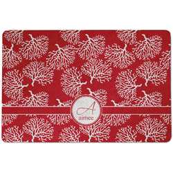 Coral Dog Food Mat w/ Name and Initial