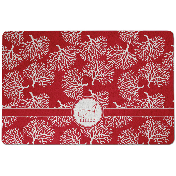Custom Coral Dog Food Mat w/ Name and Initial