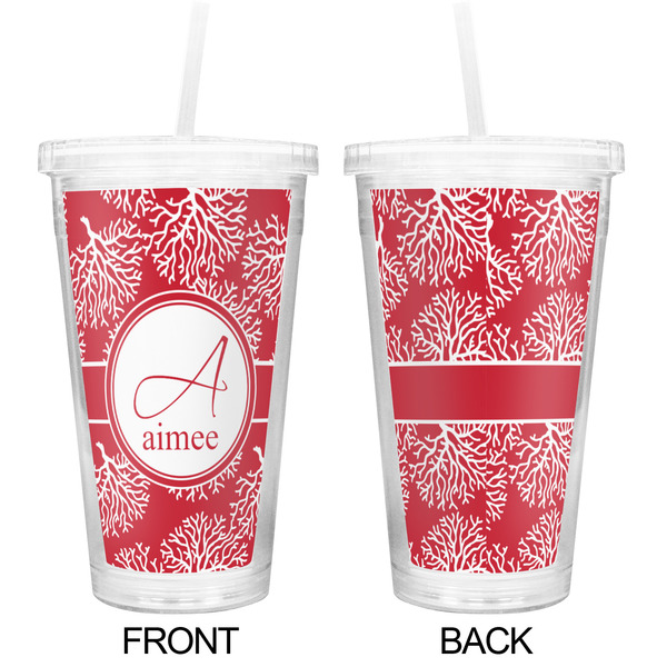 Coral Double Wall Tumbler with Straw - Approval