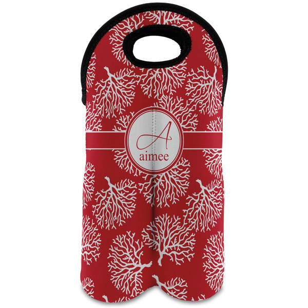 Custom Coral Wine Tote Bag (2 Bottles) (Personalized)