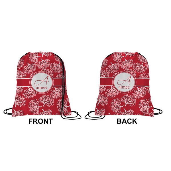 Coral Drawstring Backpack Front & Back Small